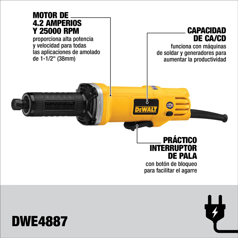 Esmeriladora industrial recta de 1-1/2". 25000rpm marca Dewalt - Image 2
