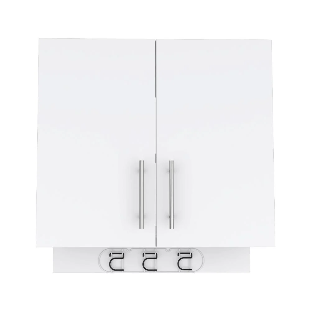 Mueble Auxiliar de Aseo Sotavento, Blanco, Colgador de Escobas y Dos Entrepaños ZF - Image 4