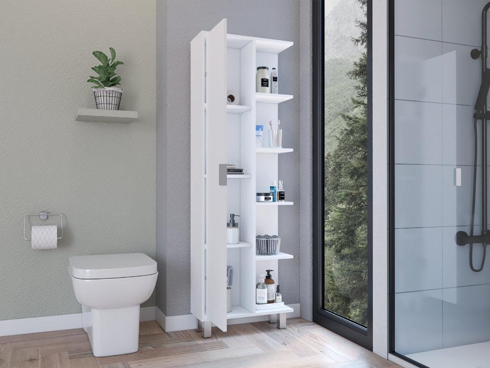 Mueble Auxiliar de Baño Crovic, Blanco, con puerta abatible ZF - Image 4
