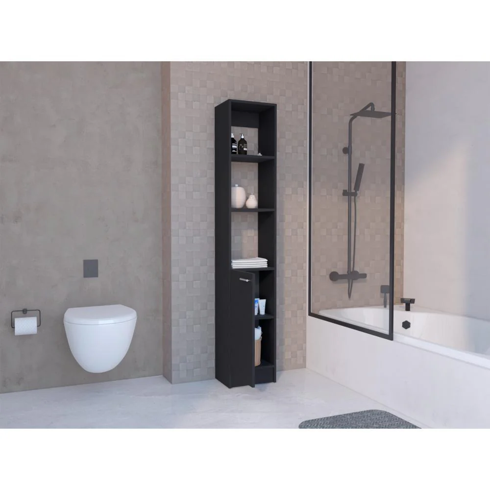Mueble Auxiliar de Baño Karps, Wengue, con una puerta abatible y manija metalica ZF - Image 4