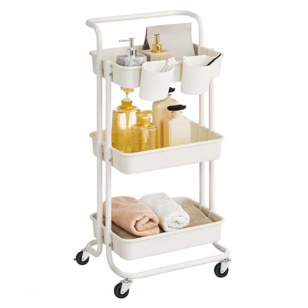 Mueble Auxiliar Multiusos Rolling, Blanco, con Tres niveles y Rodachines Para Su Fácil Desplazamiento - Image 7