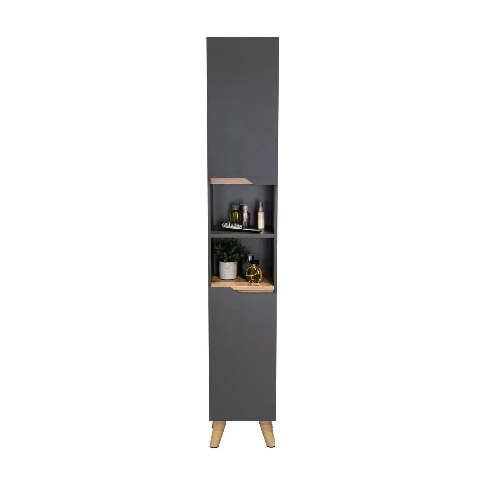 Mueble  Auxiliar para Baño Apolis, Plata Oscuro y Café claro, con un diseño minimalista y es de facil instalación - Image 3