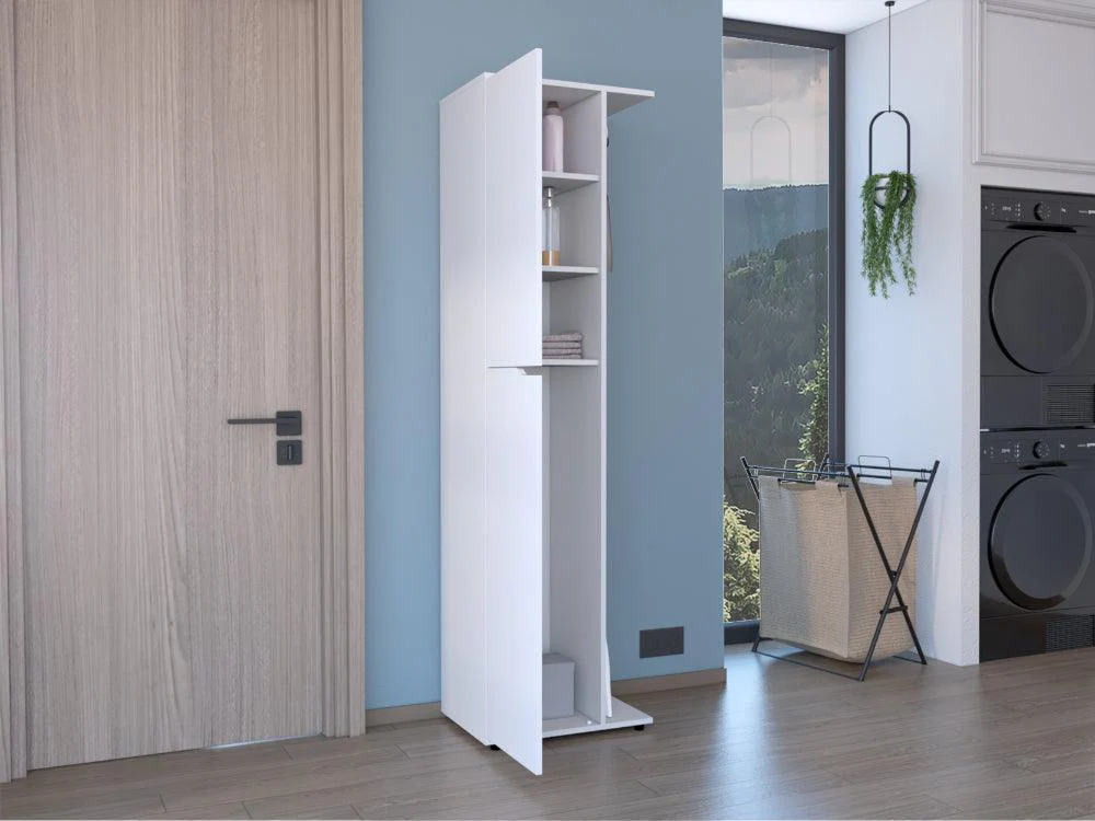 Mueble de Aseo Cruella, Blanco, incluye colgador para escobas ZF - Image 3