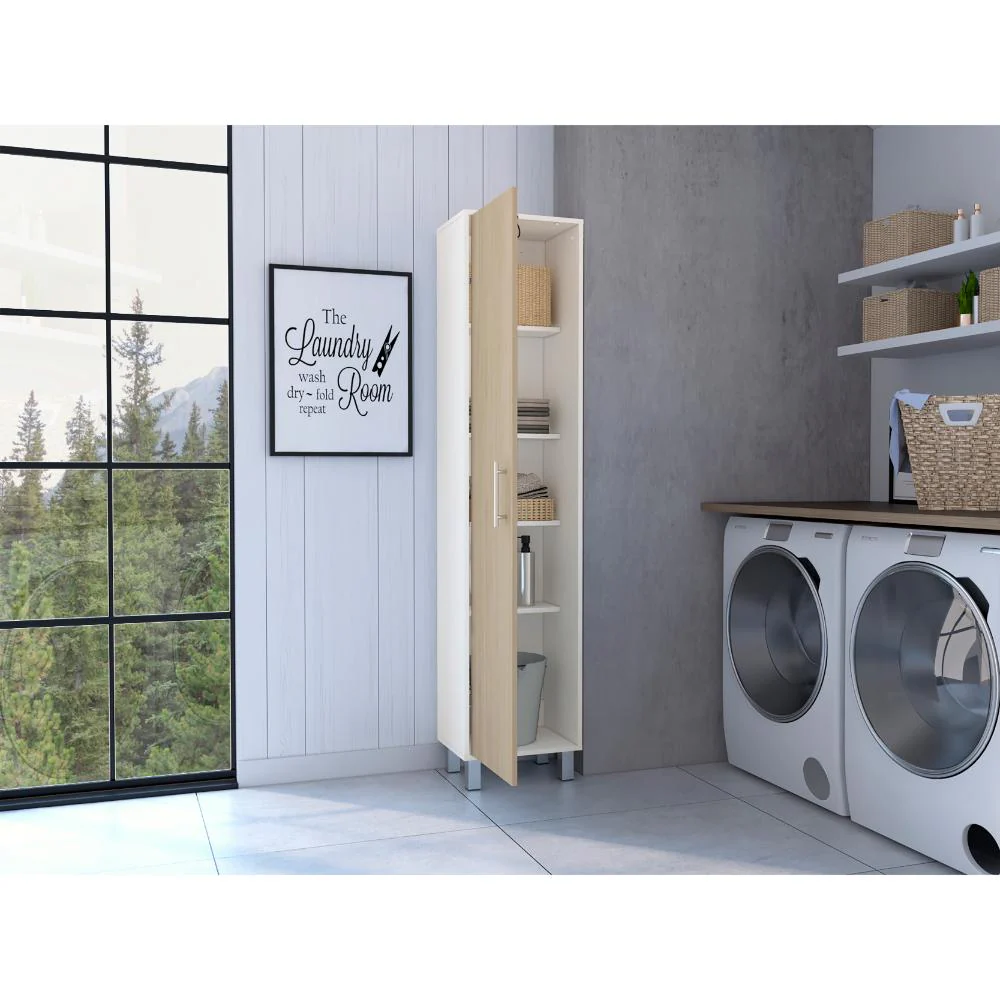 Mueble de Aseo Jalisco, Blanco, con Cuatro Entrepaños y Amplio Espacio de Almacenamiento - Image 4