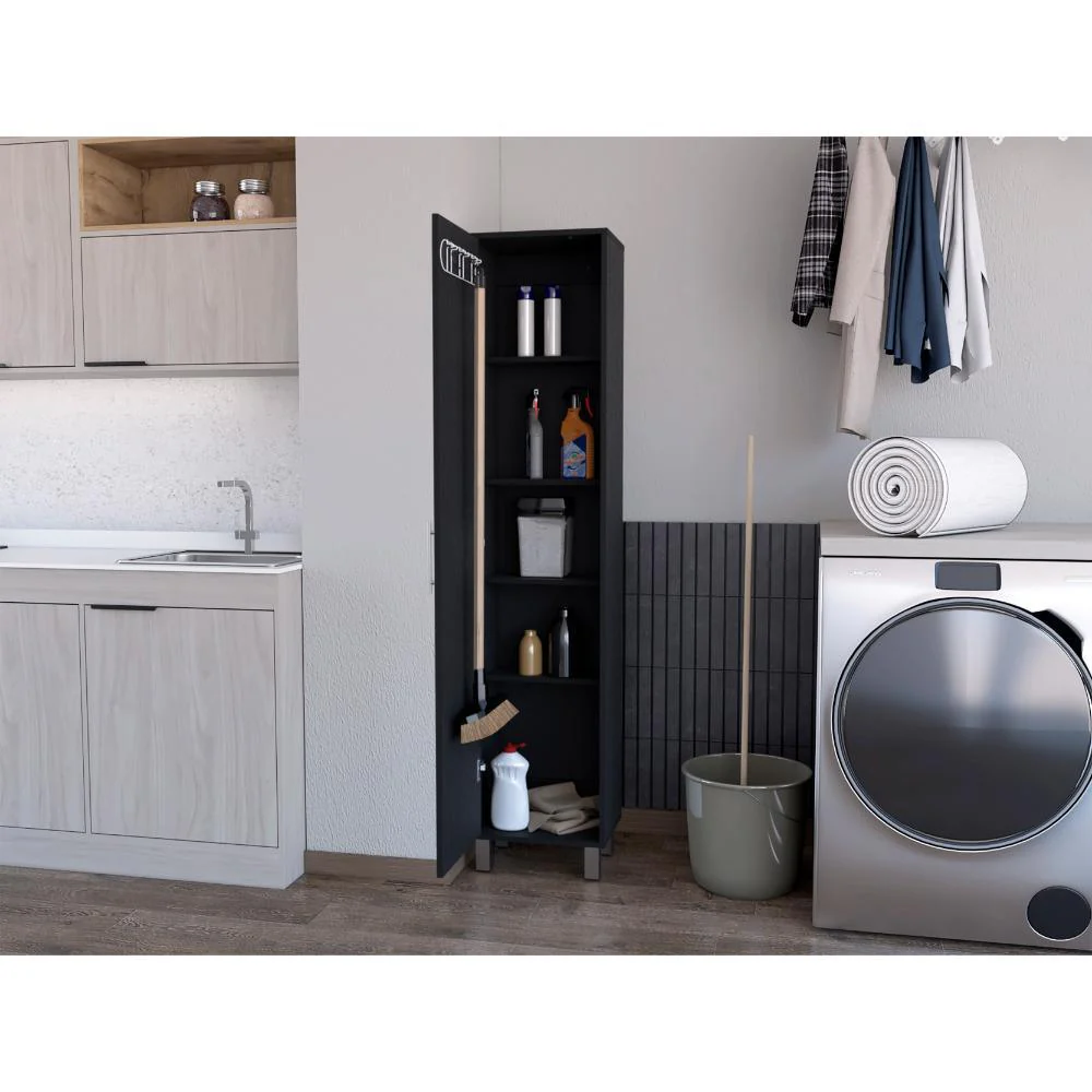 Mueble de Aseo Jalisco, Wengue, Gran Espacio Para Almacenar articulos de Aseo, con Colgadero de Escobas ZF - Image 4