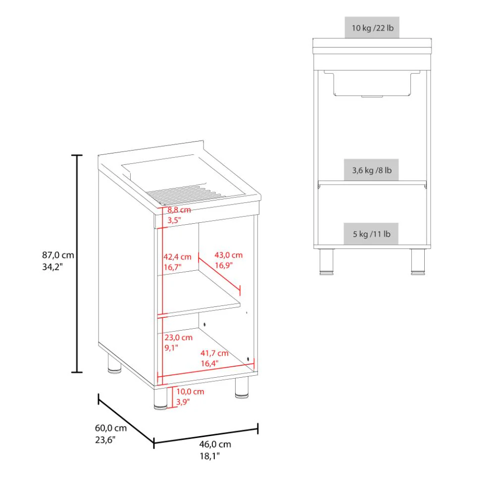 Mueble De Lavado Independiente Dawi, Kronos Blanco, Incluye lavadero no grifería ZF - Image 8