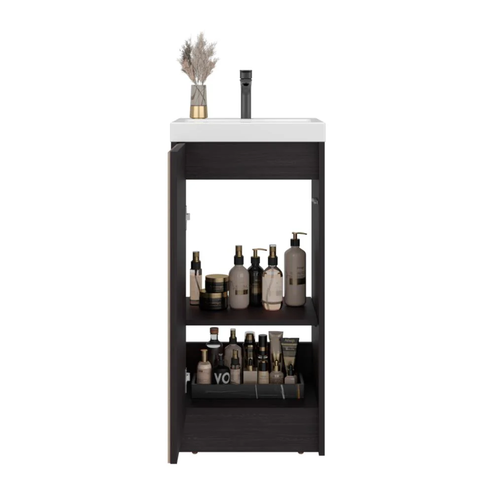 Mueble De Lavamanos Syra, Kronos Wengue y Roble Natural, Con textura ranurada incluye lavamanos ZF - Image 2