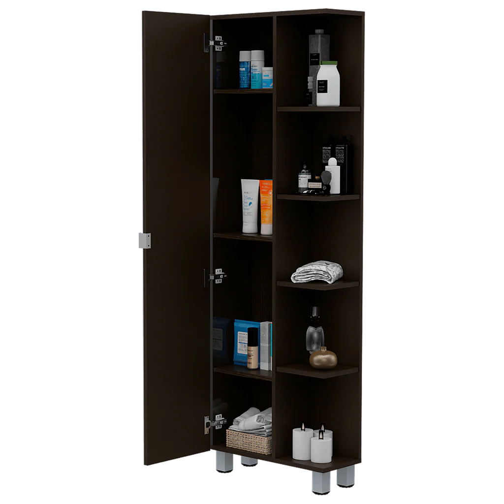 Mueble Esquinero Zendaya, Wengue, con Espejo y Variedad de Entrepaños ZF - Image 2