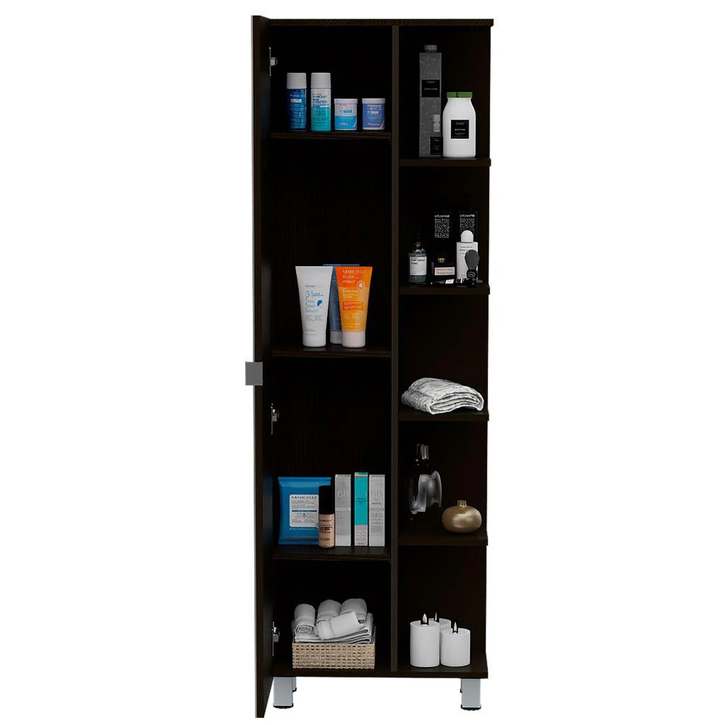 Mueble Esquinero Zendaya, Wengue, con Espejo y Variedad de Entrepaños ZF - Image 3