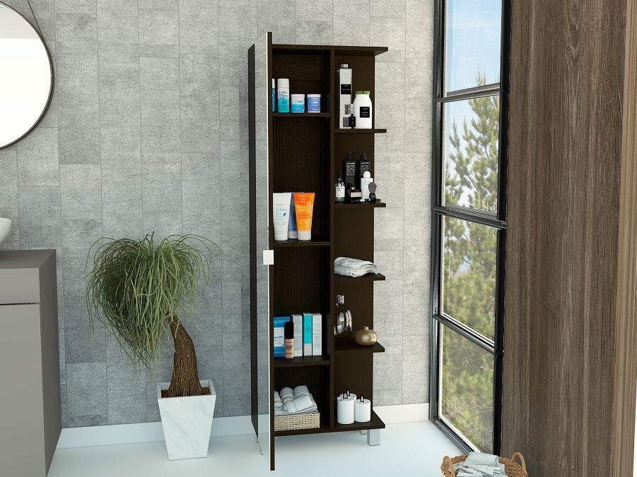 Mueble Esquinero Zendaya, Wengue, con Espejo y Variedad de Entrepaños ZF - Image 4