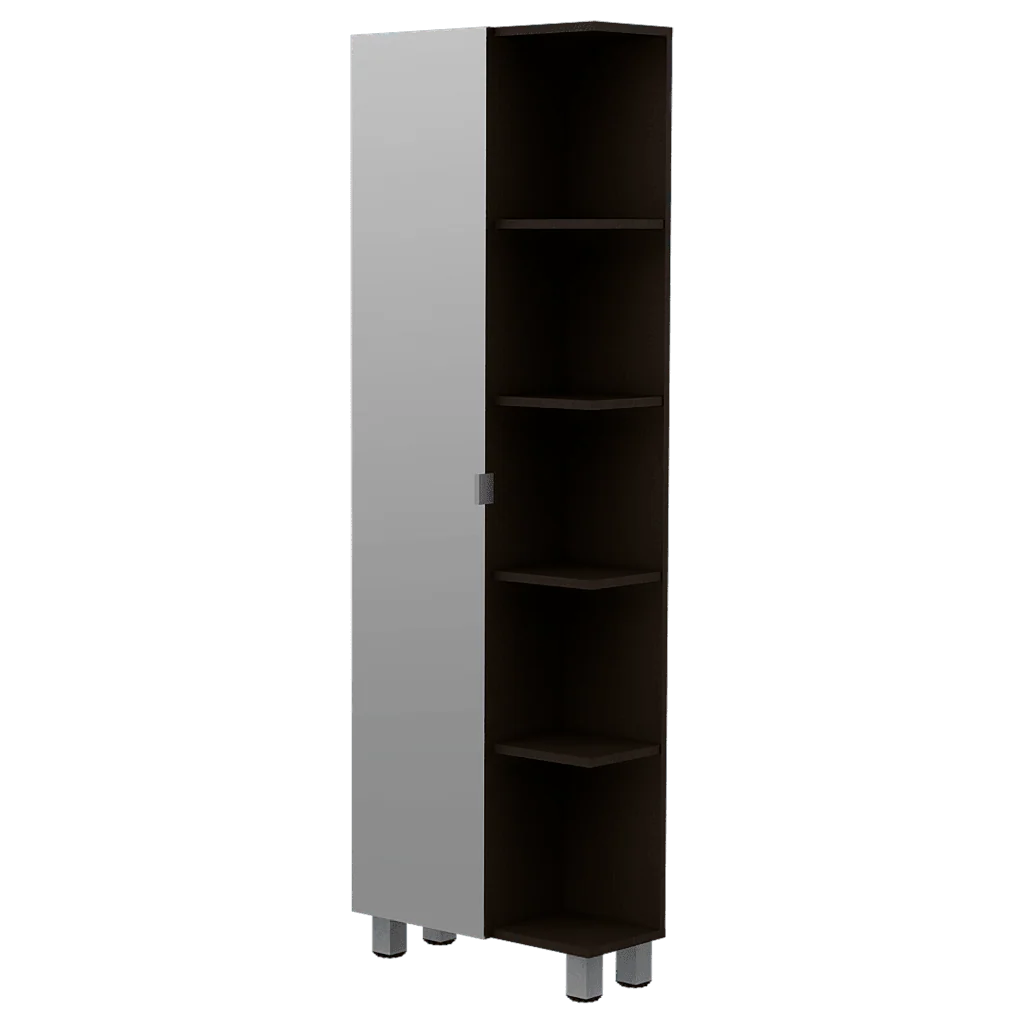 Mueble Esquinero Zendaya, Wengue, con Espejo y Variedad de Entrepaños ZF - Image 5