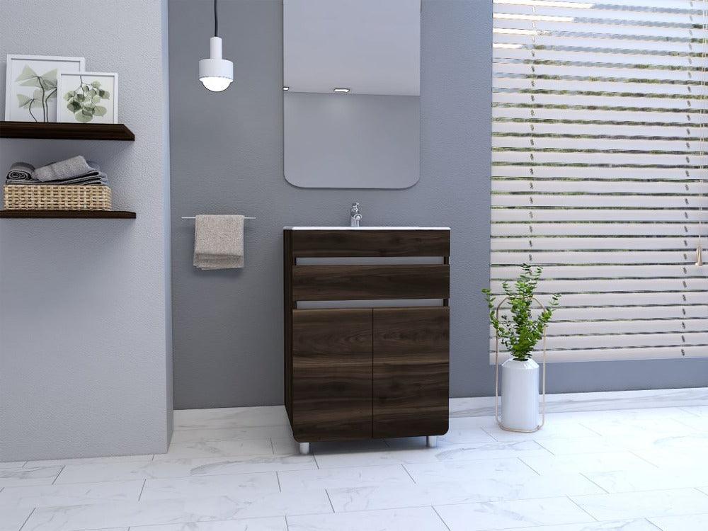 Mueble para Lavamanos Aluvy Talla L, Caoba y Gris, con Gran Capacidad de Almacenamiento 60 - Image 3