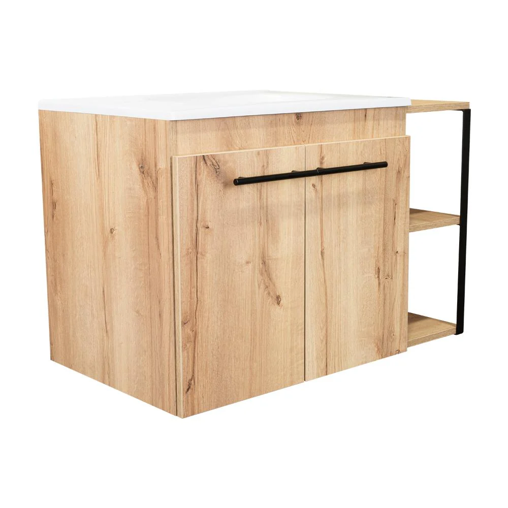 Mueble para Lavamanos Anney, Café Claro, con Dos Puertas y Dos Entrepaños 80 Incluye Lavamanos. - Image 7