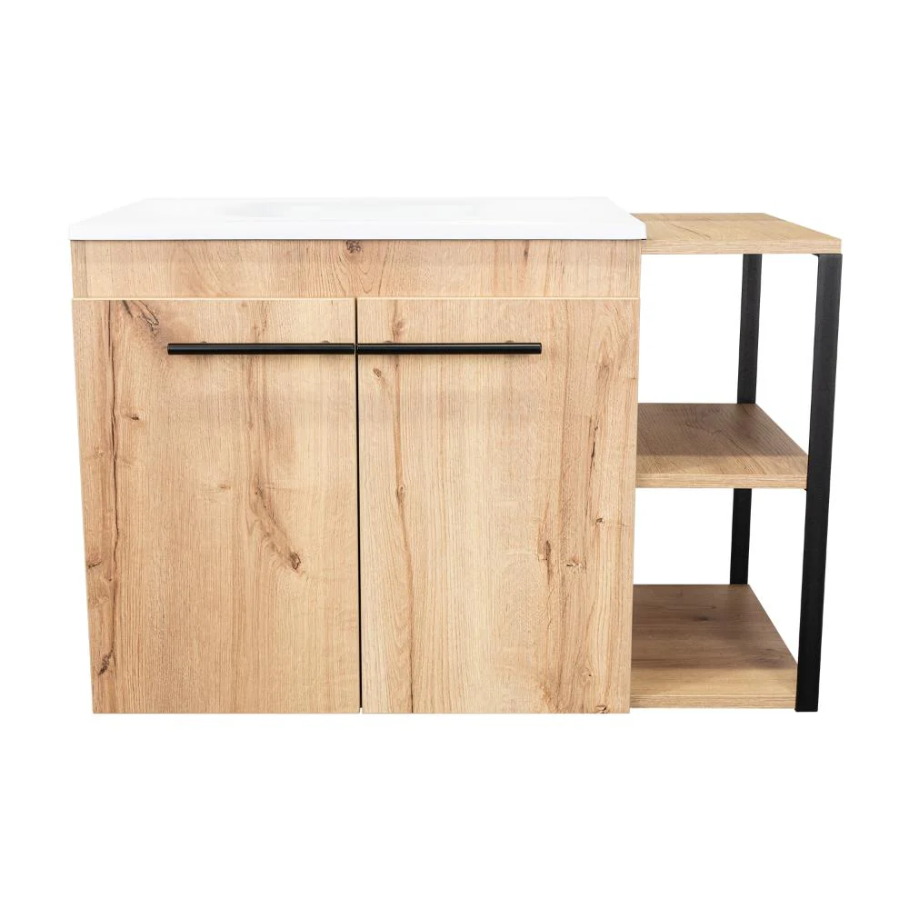 Mueble para Lavamanos Anney, Café Claro, con Dos Puertas y Dos Entrepaños 80 Incluye Lavamanos. - Image 9