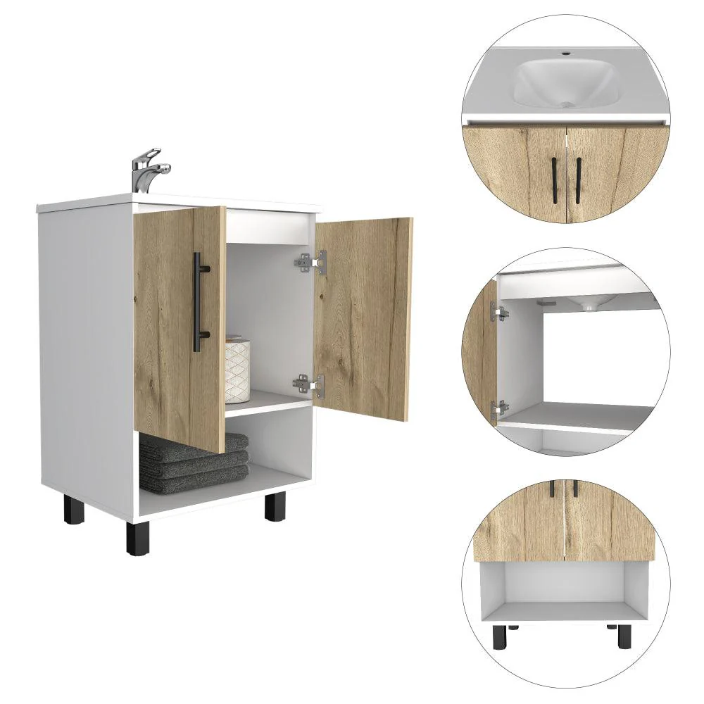 Mueble para Lavamanos Aqua, Blanco Duqueza y Café Claro, Incluye Lavamanos - Image 7