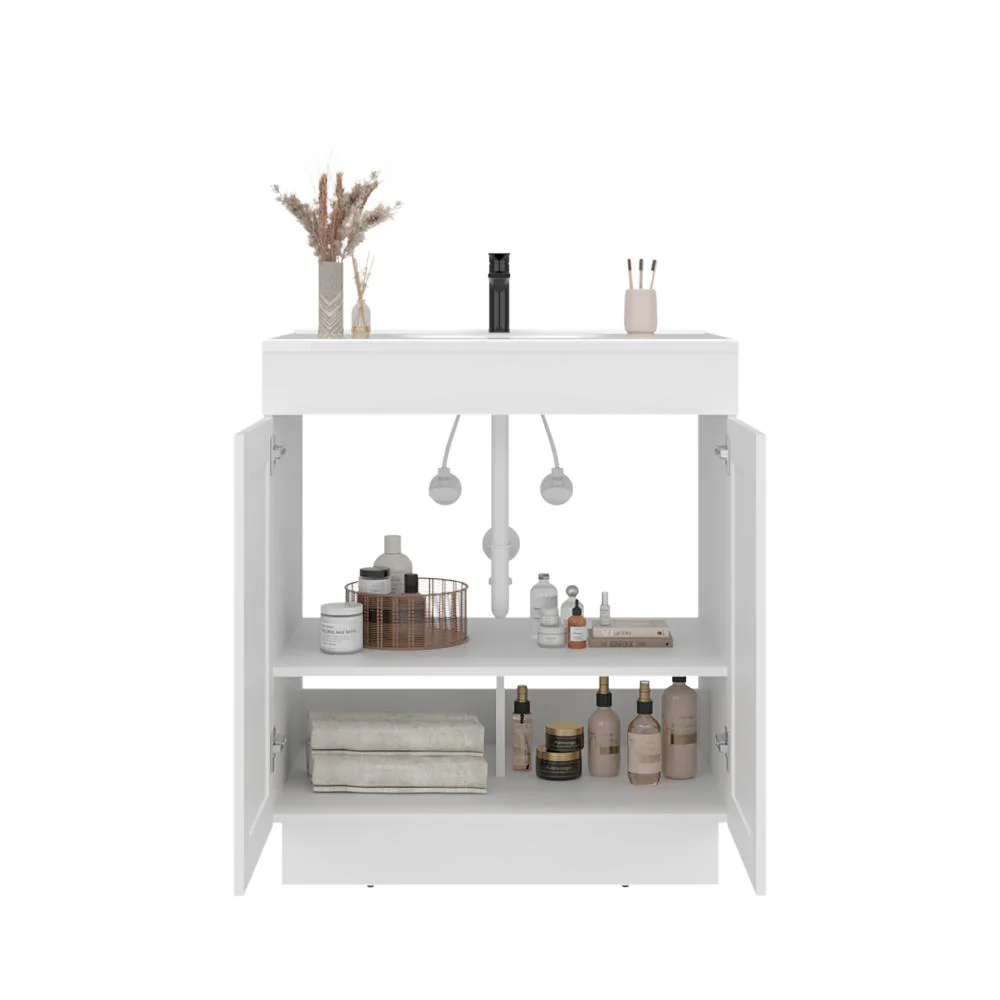 Mueble Para Lavamanos Baluarte, Blanco Duqueza, Incluye lavamanos Praia 30 ZF - Image 2