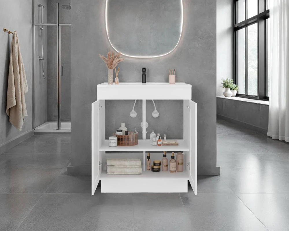 Mueble Para Lavamanos Baluarte, Blanco Duqueza, Incluye lavamanos Praia 30 ZF - Image 5