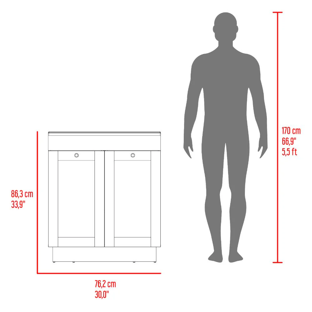 Mueble Para Lavamanos Baluarte, Blanco Duqueza, Incluye lavamanos Praia 30 ZF - Image 8