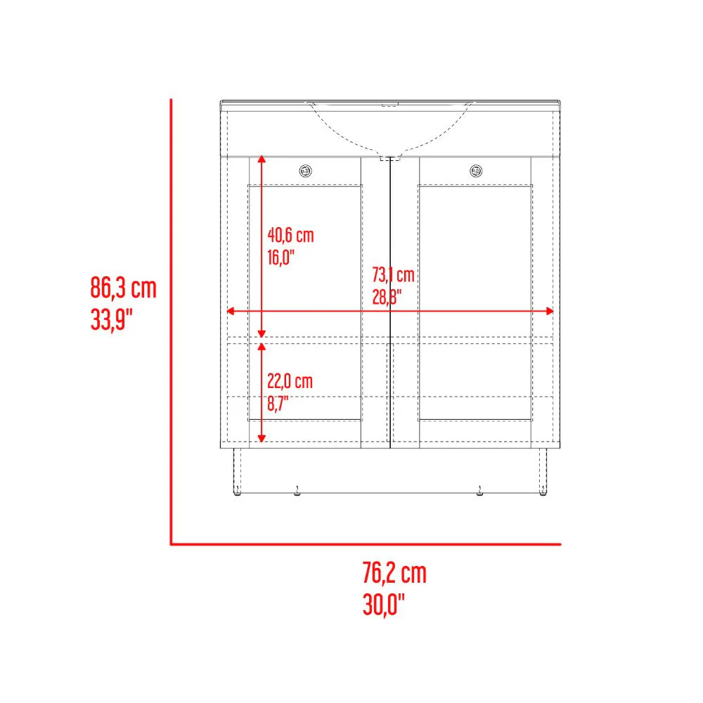 Mueble Para Lavamanos Baluarte, Blanco Duqueza, Incluye lavamanos Praia 30 ZF - Image 9