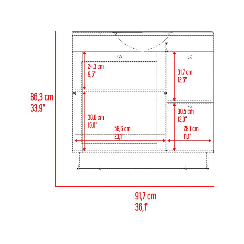 Mueble Para Lavamanos Baluarte, Blanco Duqueza, Incluye lavamanos Praia 36 ZF - Image 10