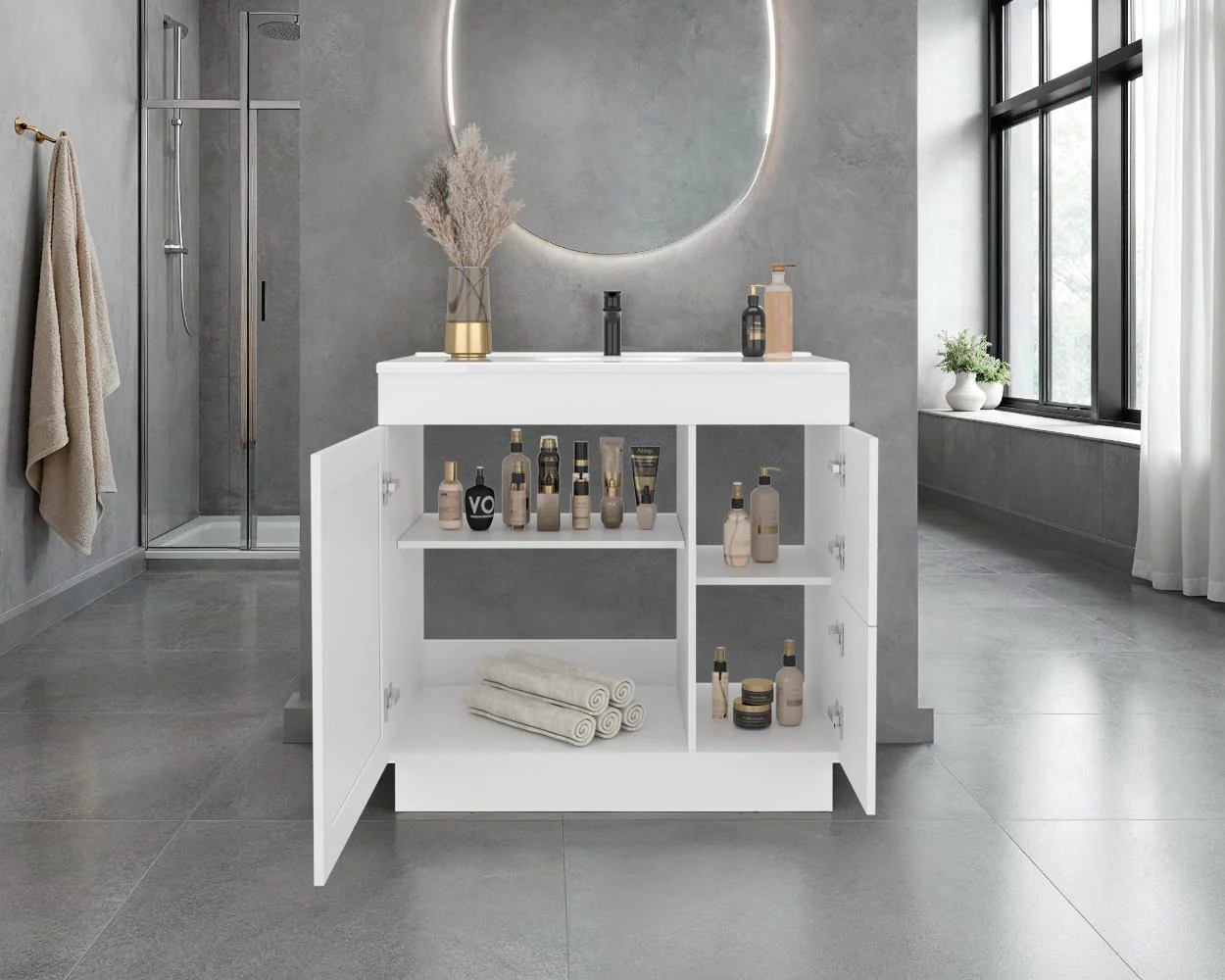 Mueble Para Lavamanos Baluarte, Blanco Duqueza, Incluye lavamanos Praia 36 ZF - Image 5