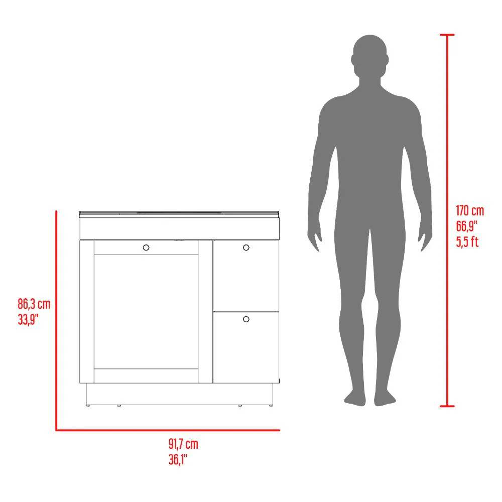 Mueble Para Lavamanos Baluarte, Blanco Duqueza, Incluye lavamanos Praia 36 ZF - Image 8