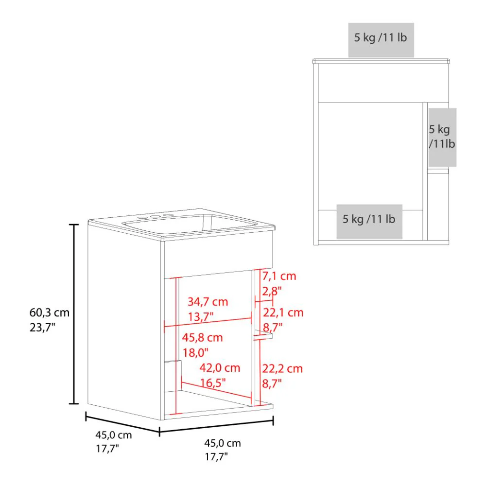 Mueble Para Lavamanos Colton, Wengue, incluye Lavamanos Praia 45 ZF - Image 7