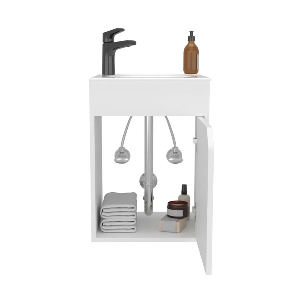 Mueble Para Lavamanos Flotante Betel, Kronos Blanco Duqueza, Incluye Lavamanos Plastiglas Floresta 40 ZF - Image 2