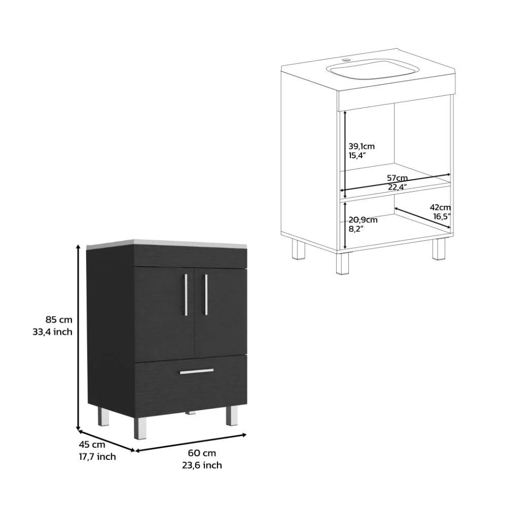 Mueble para Lavamanos Homer, Wengue, con Un Cajón y Dos Puertas Batientes ZF - Image 8