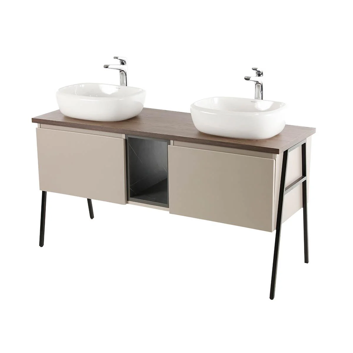 Mueble para Lavamanos Rahim, Chocolate, Cocoa y Piedra, con Dos Amplios Cajones Cor - Image 2