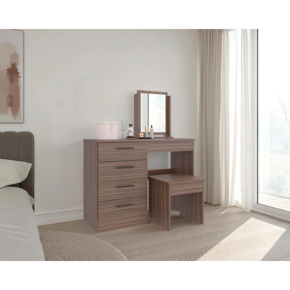 Mueble Tocador Wesley, Avellana y Wengue, con Cuatro Cajones Para Ubicar Maquillaje - Image 4