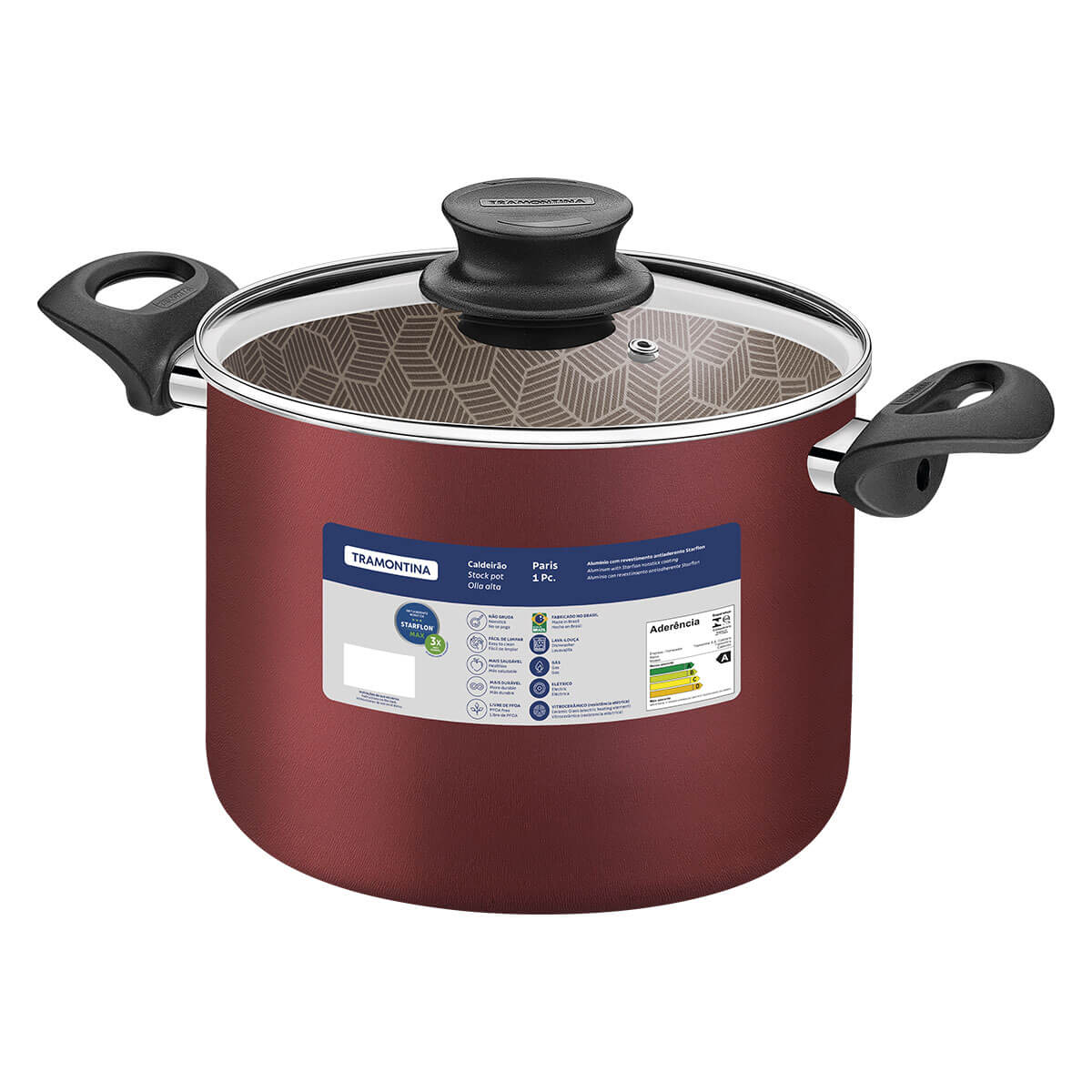 Olla alta antiadherente con tapa de vidrio 28 cm Tramontina - Image 3
