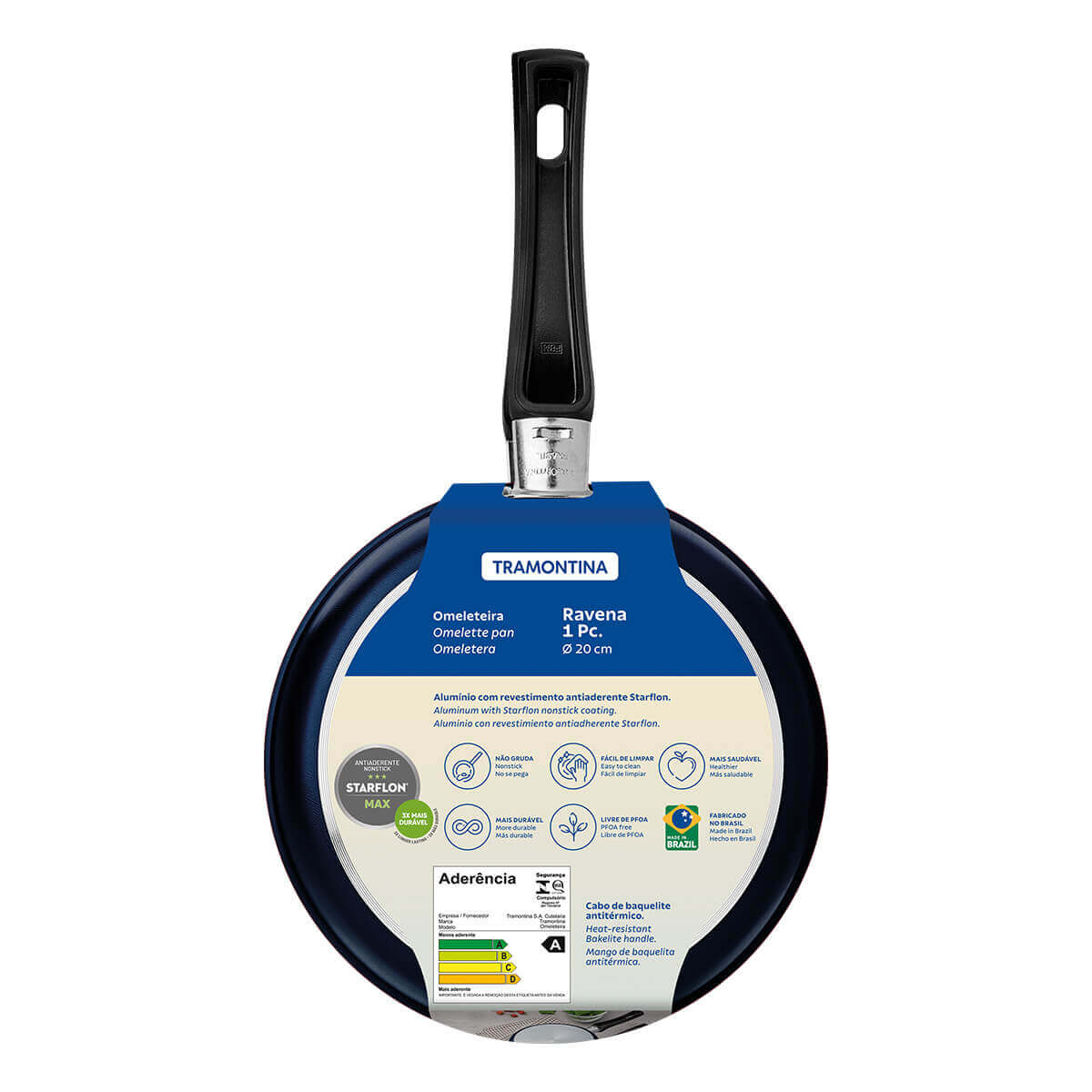 Omeletera de cocina doble antiadherente color azul 20 cm Tramontina - Image 4