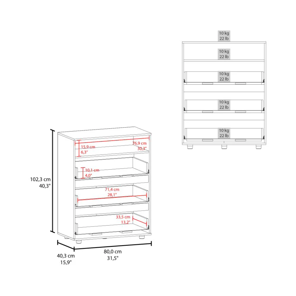Organizador Apina, Wengue, con cuatro cajones deslizables ZF - Image 8