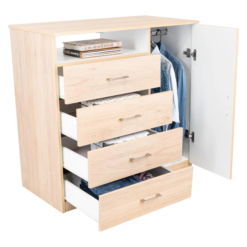 Organizador Barlovento, Beige y Blanco con Cuatro Cajones y una puerta - Image 2