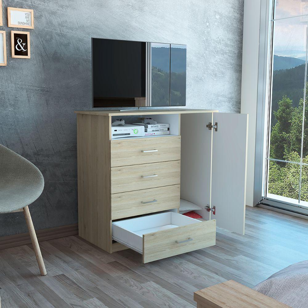 Organizador Barlovento, Beige y Blanco con Cuatro Cajones y una puerta X2 - Image 5