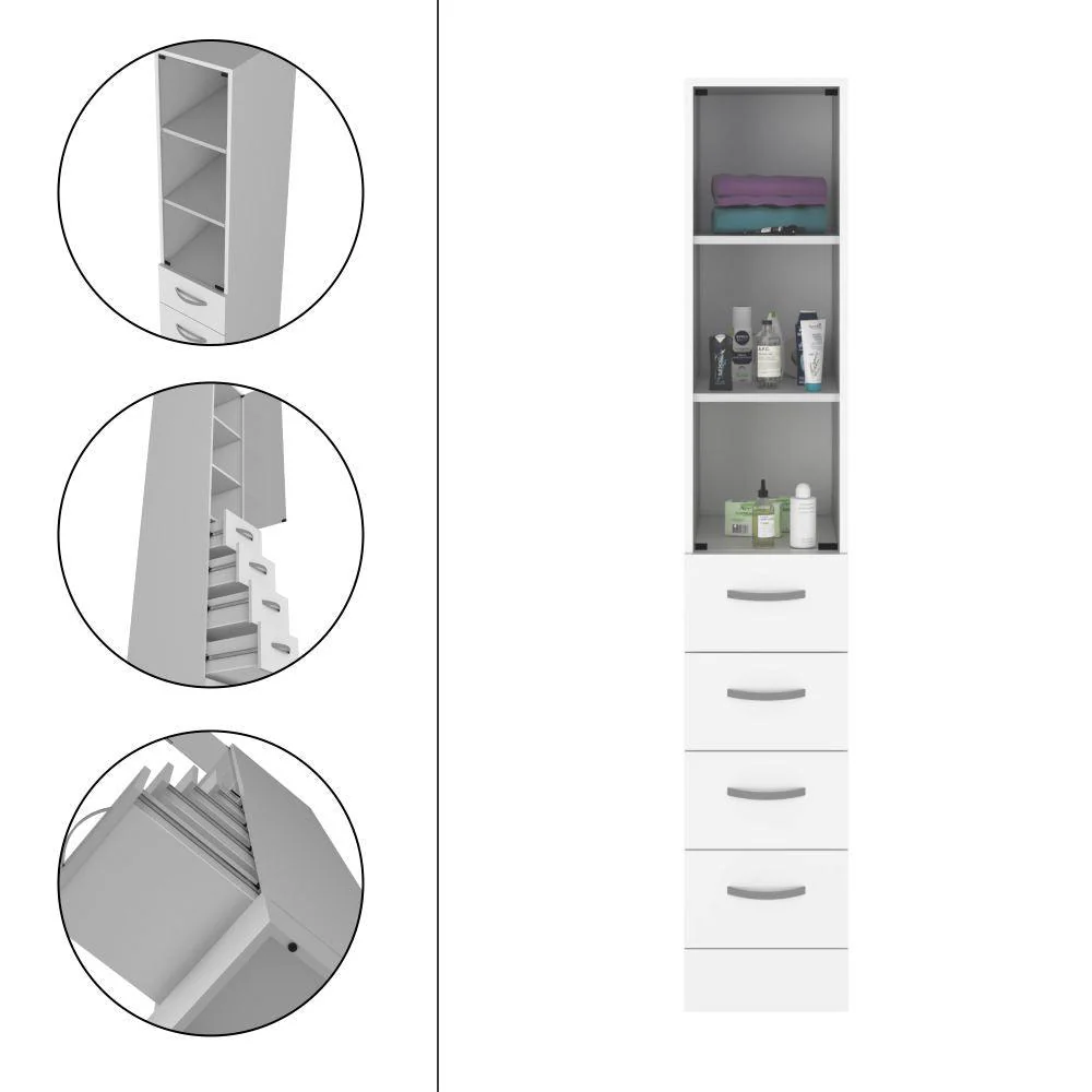 Organizador de Baño Picasso, Blanco, con Cuatro Cajones Deslizables ZF - Image 7