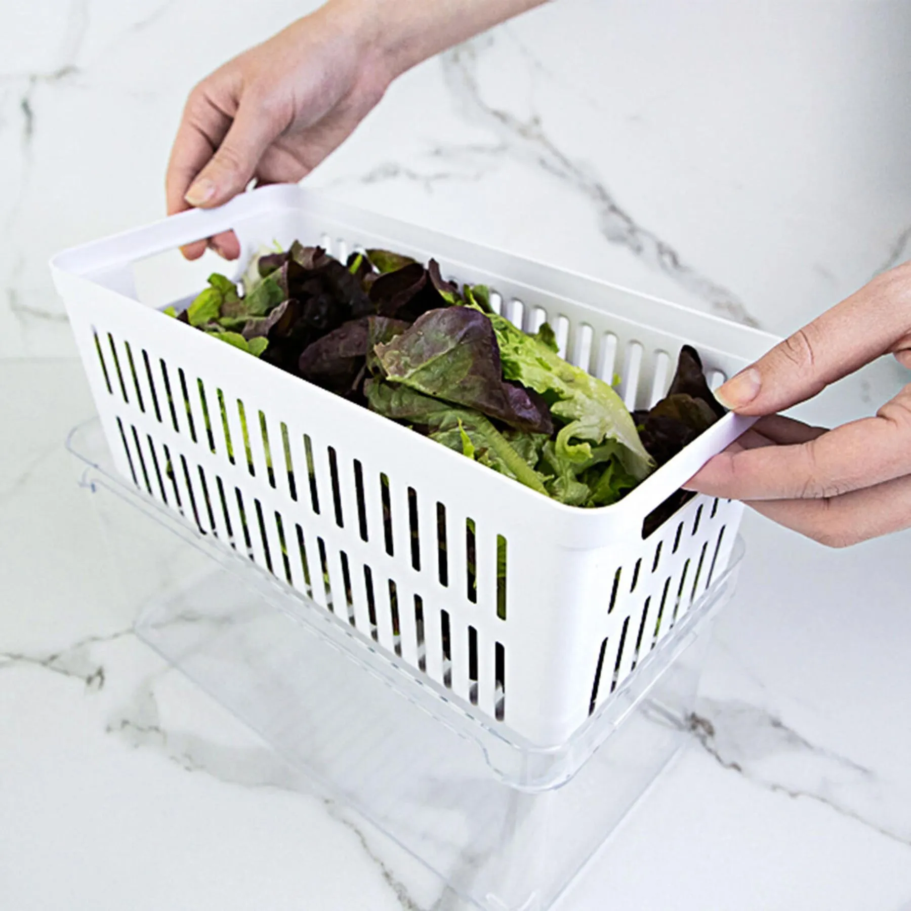 Organizador para nevera con cesta clear fresh 3 piezas color plomo - Image 4