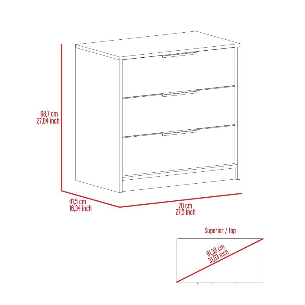 Organizador Wesley, Blanco, con Tres Cajones ZF - Image 7
