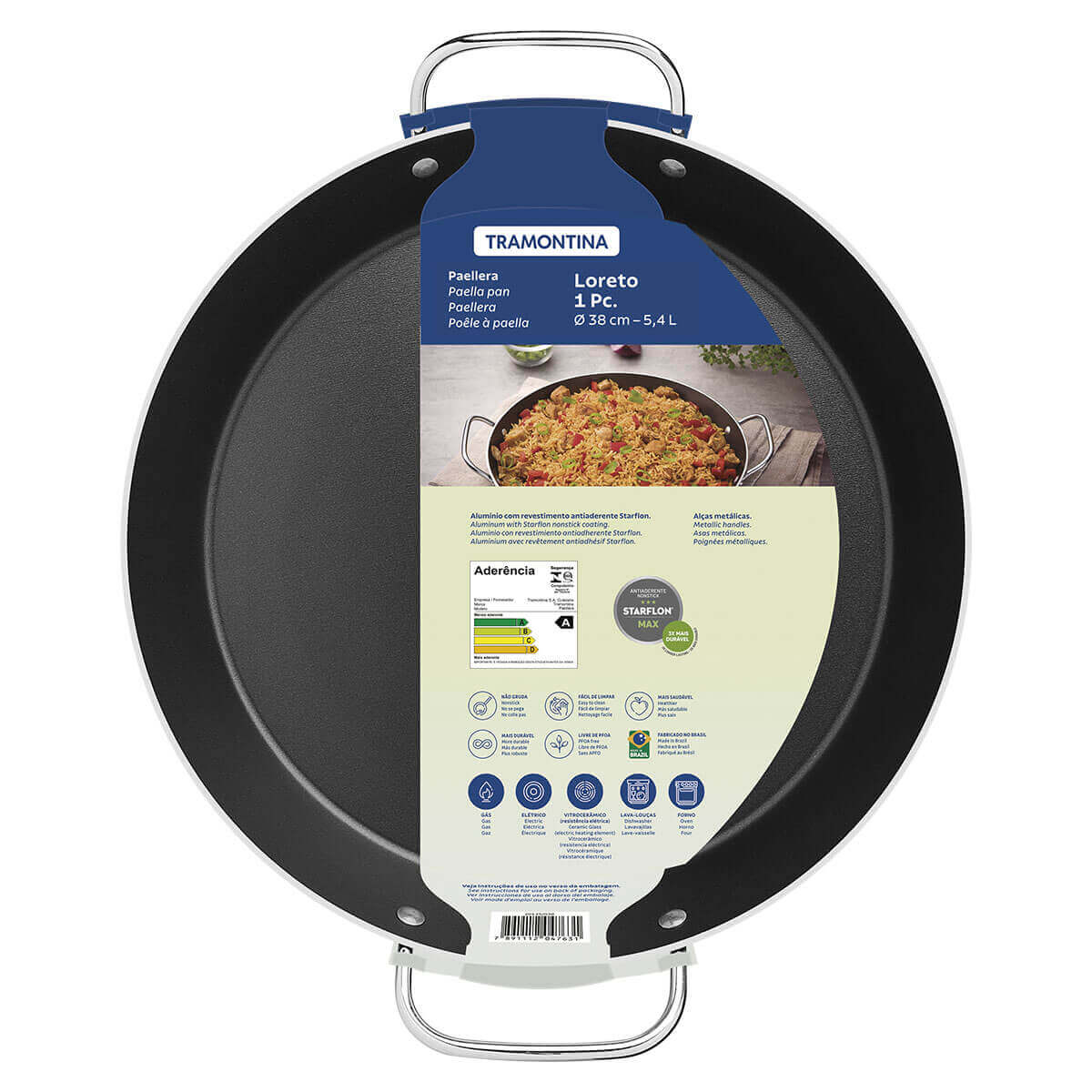 Paellera de cocina antiadherente grafito 38 cm Tramontina - Image 5
