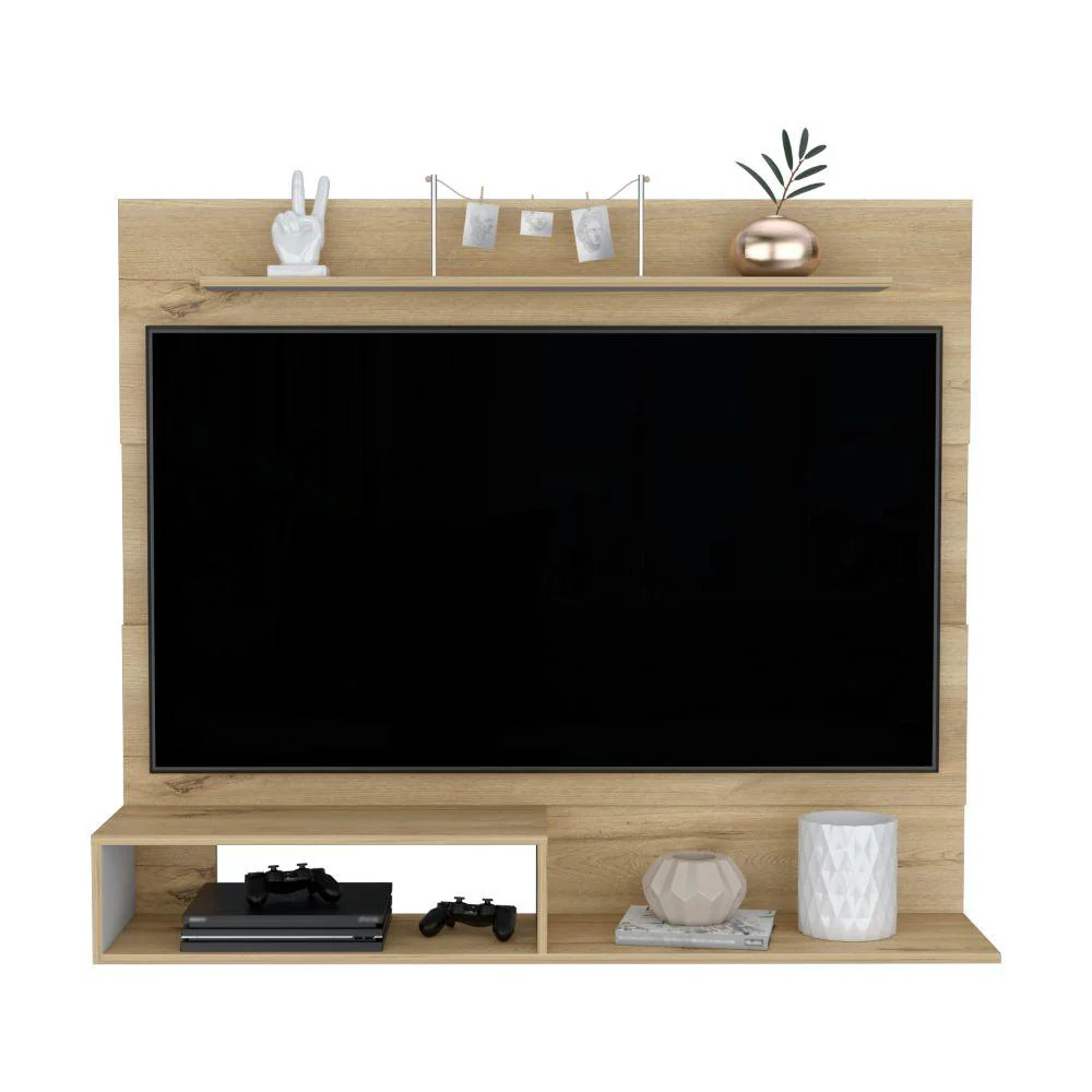 Panel de Tv Ascher, Café Claro y Blanco Duqueza, con Espacio Para Televisor de Hasta 55 Pulgadas - Image 2