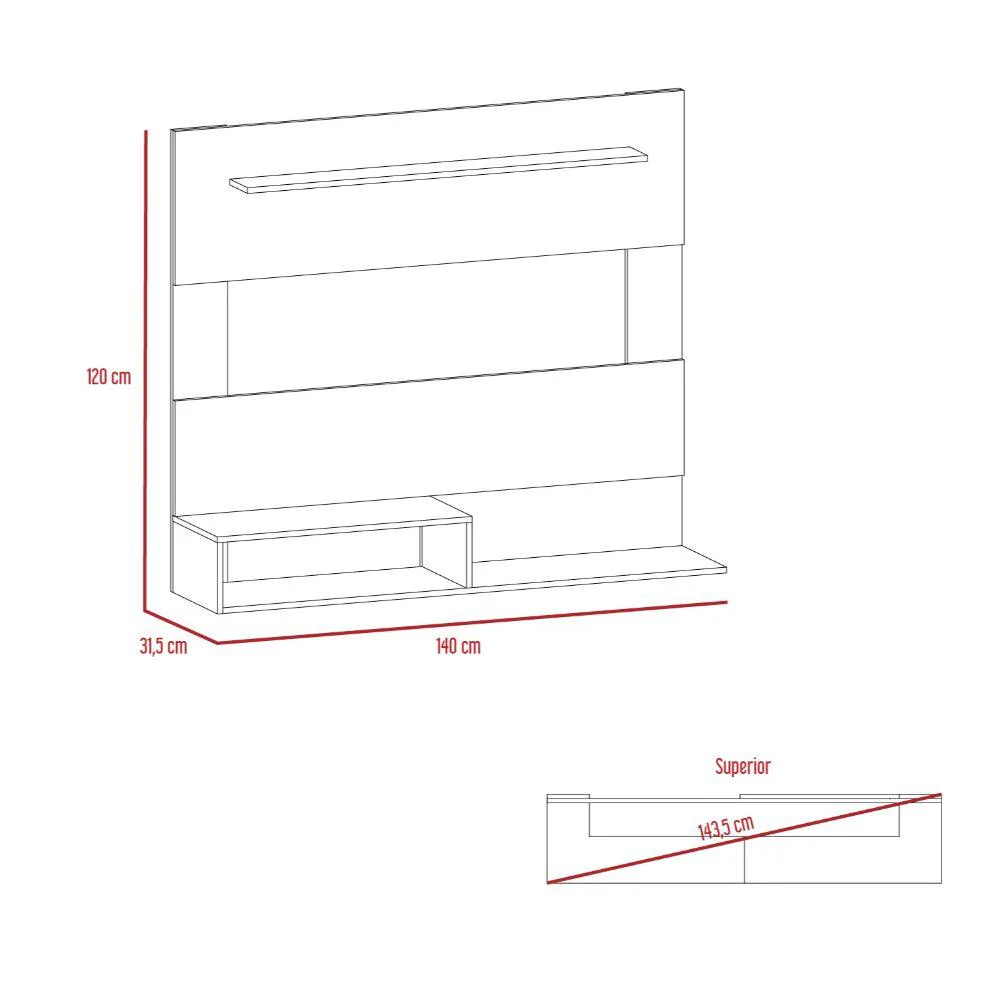 Panel de Tv Ascher, Café Claro y Blanco Duqueza, con Espacio Para Televisor de Hasta 55 Pulgadas - Image 6