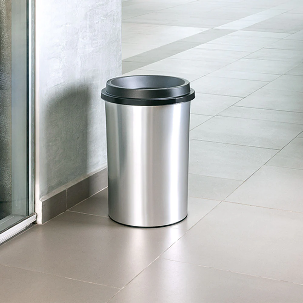 Papelera evo apariencia metal 50 l negro marca Rimax