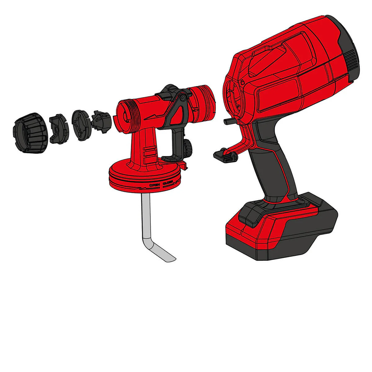 Pistola para pintar inalámbrica 18 V 800 ml+ batería (4.0 ah) + cargador marca Einhell - Image 6