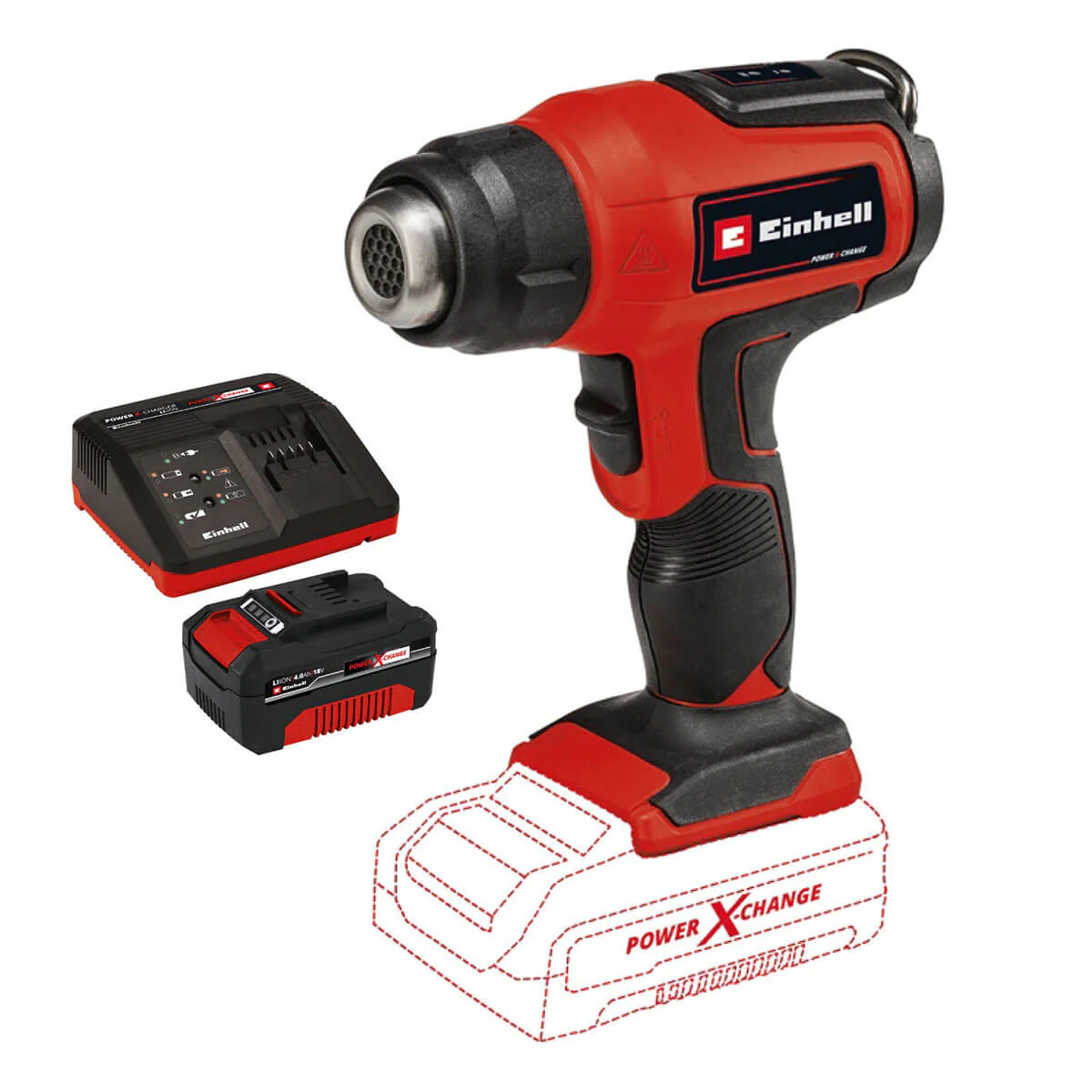 Pistola de calor inalámbrica 18 V + batería (2.5 ah) + cargador marca Einhell