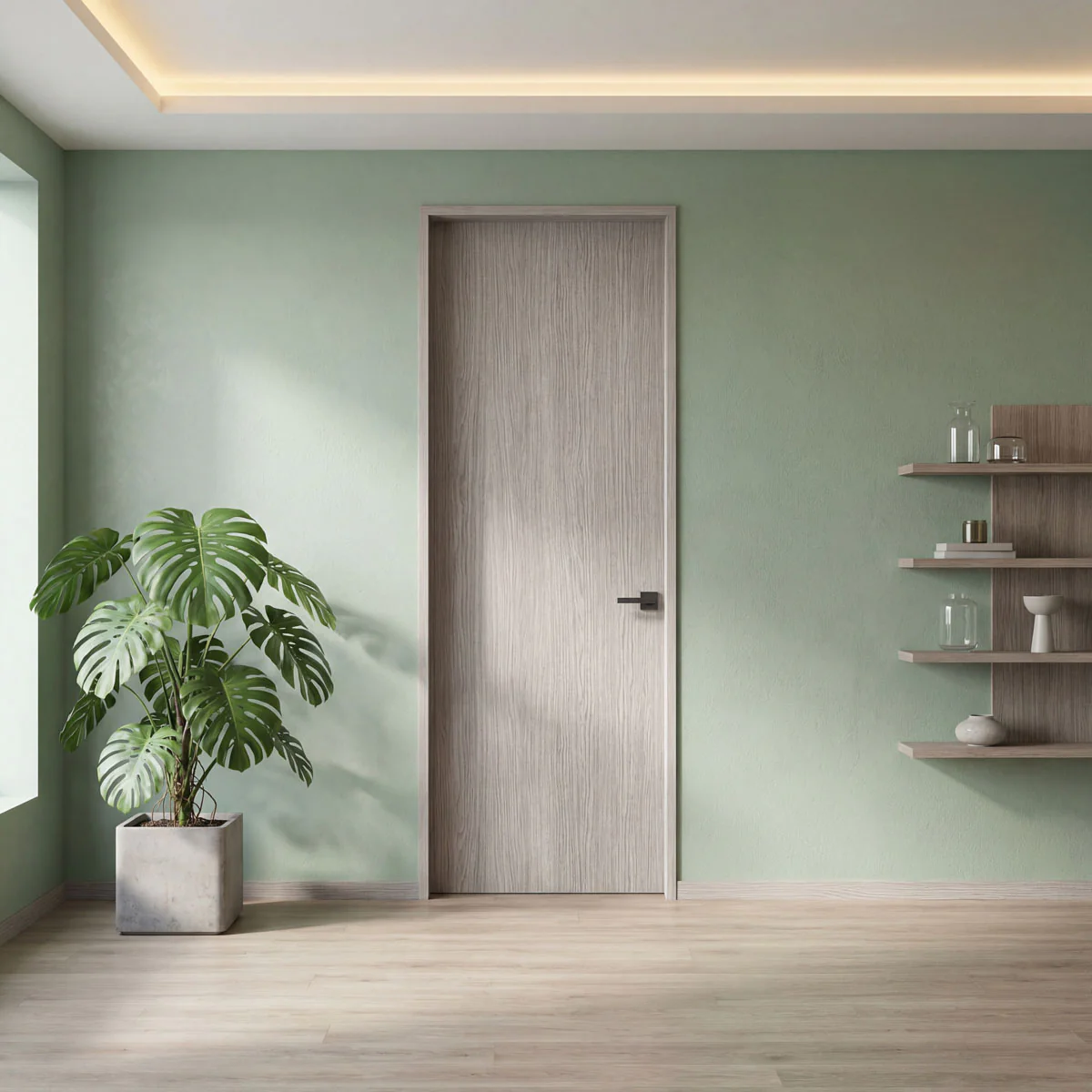 Puerta multiancho de madera melaminica veta vertical color Positano
