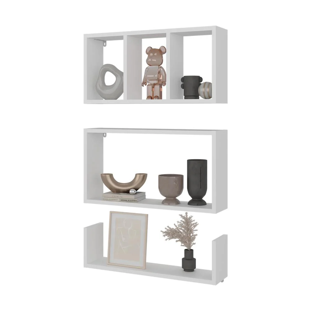 Repisa Trego, Blanco Duqueza, con espacio para ubicar objetos decorativos ZF