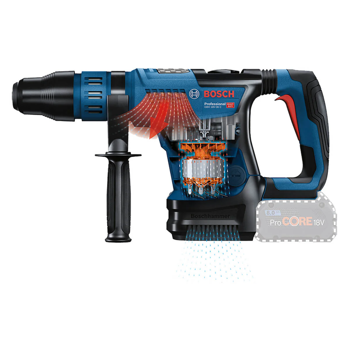 Rotomartillo inalámbrico 18 V sin batería ni cargador, motor brushless de alto rendimiento - Image 5