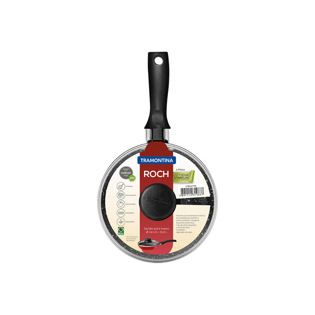Sartén para huevo con tapa de vidrio rojo 14 cm Tramontina - Image 3