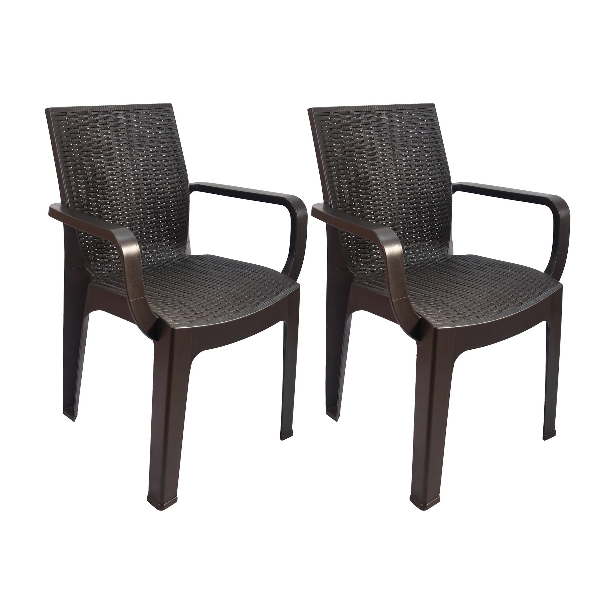 Set de 2 silla exterior ratan corsa con brazos café  marca Boxbit